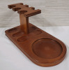 Wooden 6 Pipe Stand Holder Rack with Glass Humidor Jar - 4