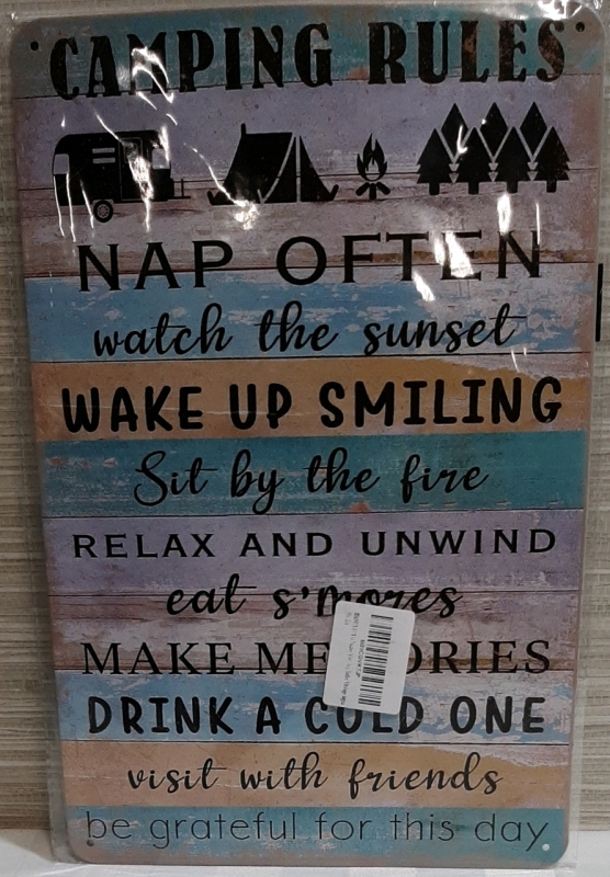 New Metal Sign Decor The Rules for Camping are the Best ones to follow