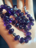 Faceted Amethyst Stone Necklace Sterling clasp