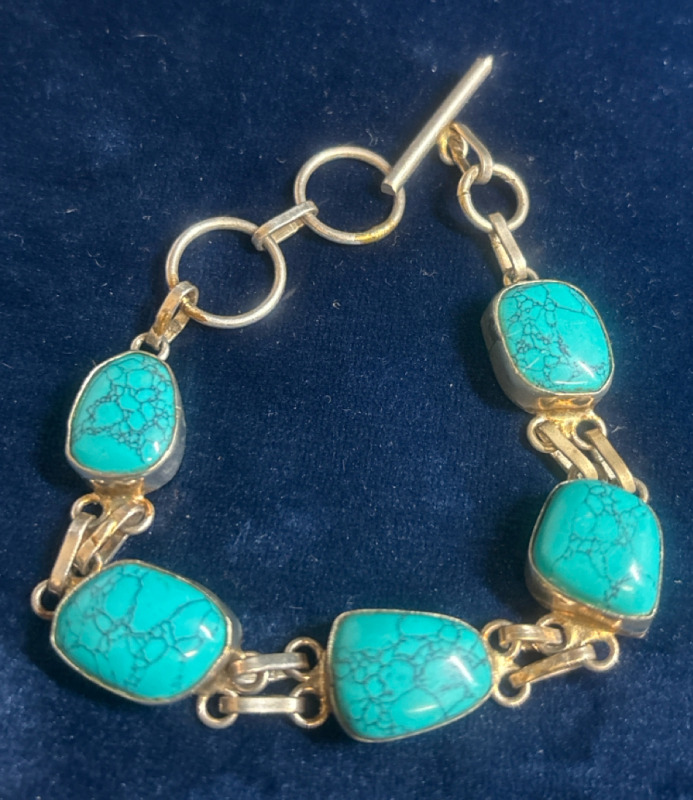 925 Sterling Silver Turquoise Toggle Bracelet