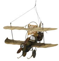 Fantastic Tin Hanging Replica Batwing Bi-Plane | 10.5" x 13" x 9" Tall