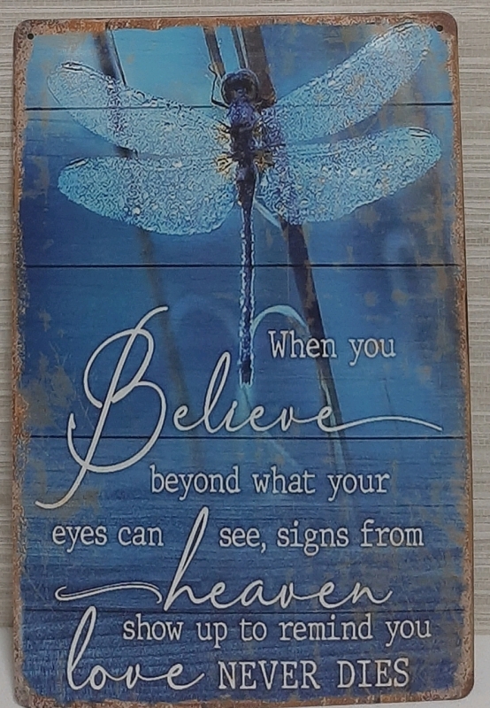 As New Metal Sign Decor "Love Never Dies" 11.75" X 7.75"