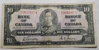 1937 Canada Ten Dollar Bank of Canada Bank Note