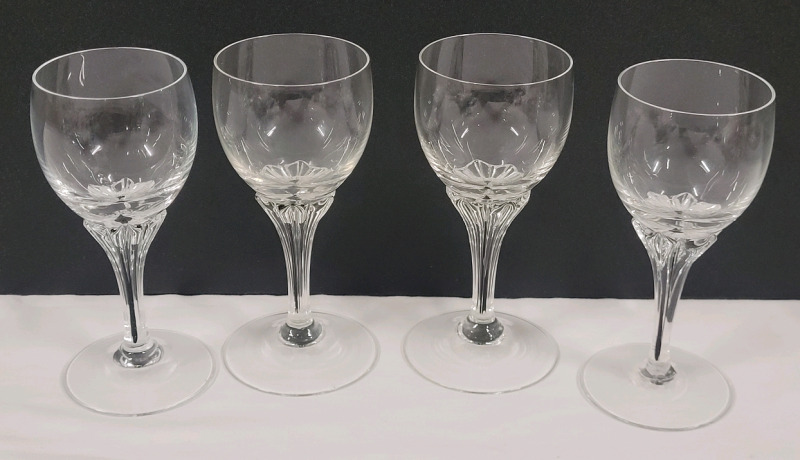 Belfor Exquisite Cherry Glasses Set of 4 , Czechoslovakian Crystal Black Core Crystal Stemware . 4" Tall