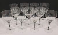 Belfor Exquisite Wine Glasses Set of 11 , Czechoslovakian Crystal Black Core Crystal Stemware . 6" Tall