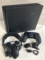 Sony PlayStation 4 Slim PS4 1TB Black Console Gaming System CUH-2215B With Controller and Turtle Beach Ear Force PX24 Gaming Headset Pre-owned Tested
