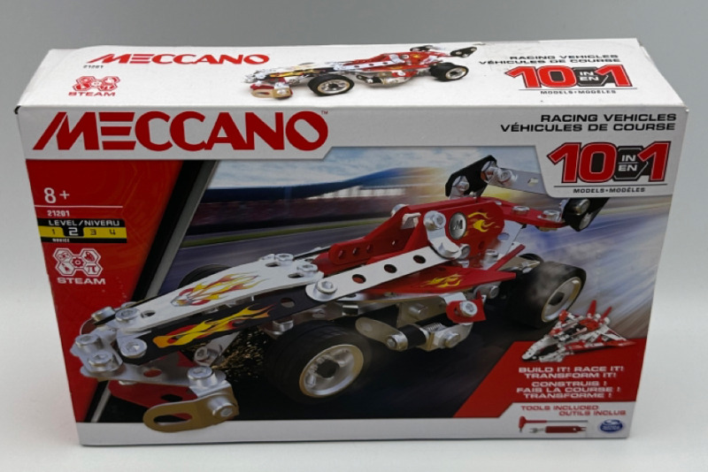 New Meccano 10-in-1 Racing Vehicles STEAM Model 225pc Building Kit 21201 Level 2