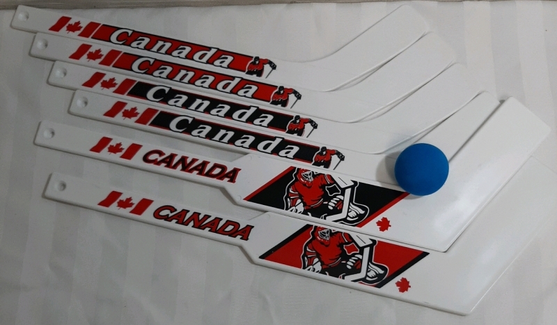 New Mini Sticks Hockey with 2 Goalie Sticks, 4 Regular Sticks & Rubber Ball