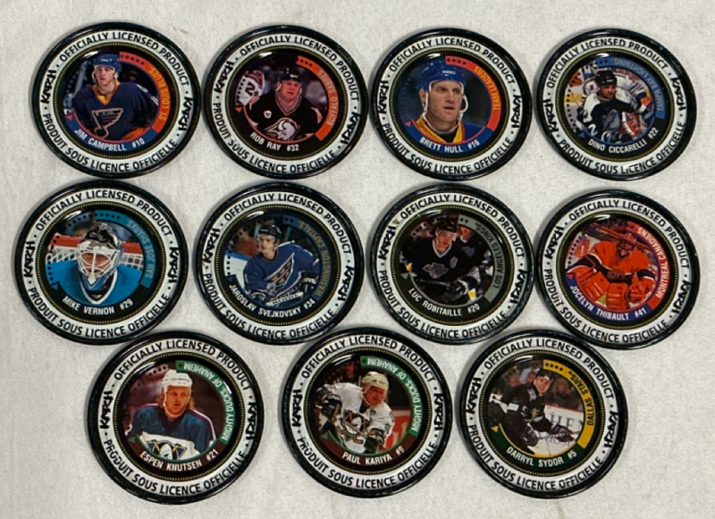 11 Vintage 1996-1997 NHL Katch Metal Medallions Irwin Toys Good Condition