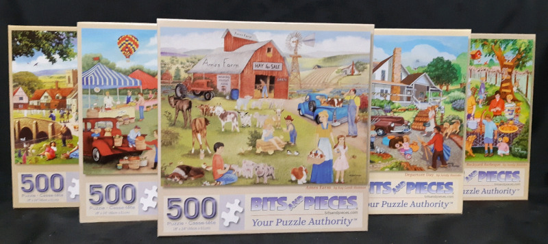 Set of 5 Different Bits and Pieces 500 Piece Puzzles