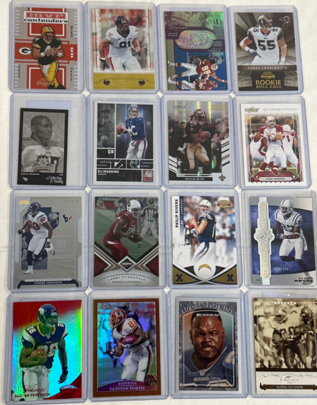 16 #’ed NFL Trading Cards Including Barry Sanders Emmit Smith Adrian Peterson Brett Farve and More NFL Stars