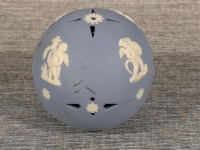 Vintage Wedgwood Blue Jasperware Pomander with Raised Cherub Design - 2.5" Diameter