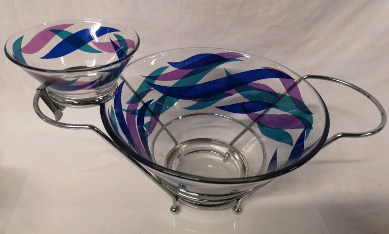 Vintage MCM Chip & Dip Set - Glass Bowls