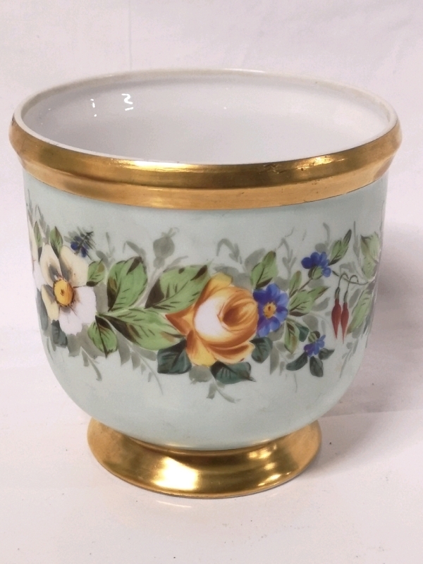 Vintage Vista Alegre Floral Pattern Planter - 5" Diameter & Tall