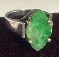 Sterling Silver Jadeite Marquise Ring