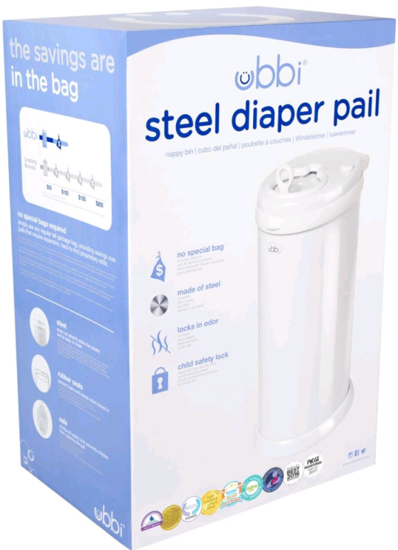 Ubbi New Steel Diaper Pail With Child Saftey Lock ( 20" Tall) * Retails For 126.99 *