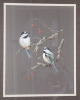" Chickadees " Framed Tempera Painting by Canadian Artist Rudi Reichardt . Measures 19"&times;23" - 2