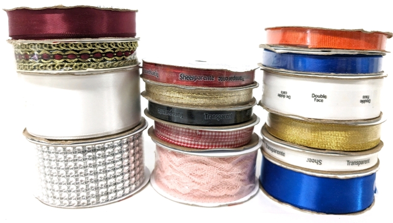 15 New Assorted Rolls of Ribbon & Trim : Makers, Colour, Length, Width & Materials Vary