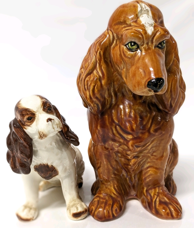 Pair of Vintage Ceramic Spaniel Dogs | 5.5" - 9.25" Tall