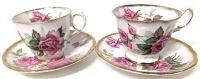 2 Vintage Royal Stafford "Berkeley Rose" Tea Cups & Saucers