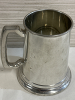 Vintage BIRKS English Pewter Tankard Glass Bottom Metal Mug