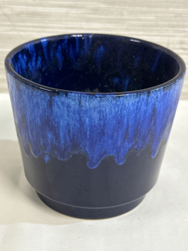 Vintage Scheurich 806-12 Blue Ceramic Planter W.Germany Approximately 4&rdquo; Tall 5&rdquo; Diameter No Chips Or Cracks