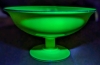 Gorgeous Large Uranium Custard Glass Footed Fruit Bowl | 9.5" D x 5" Tall