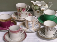 6 Vintage Demitasse Cups and Saucers - Japan, Royal Copenhagen, Noritake, & France