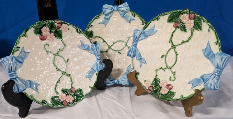 3 Vintage 1985 Haldon Group Decorative Basket Weave Plates | Made in Japan