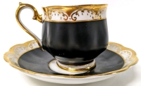 Vintage Royal Albert Matte Black & Gold Tea Cup & Saucer