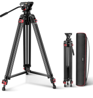 New NEEWER 74" Pro Video Tripod with Fluid Head, Heavy Duty Aluminum Tripod with 360° Pan 160° Tilt Head, QR Plate Compatible with Manfrotto 501, Dia. 75mm Bowl Base for DSLR Camera Camcorder, GM88 Retail $159