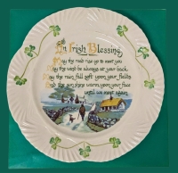 Vintage BELLEEK Ireland "An Irish Blessing" Decorative Plate (Brown Stamp) | 8.9" Diameter