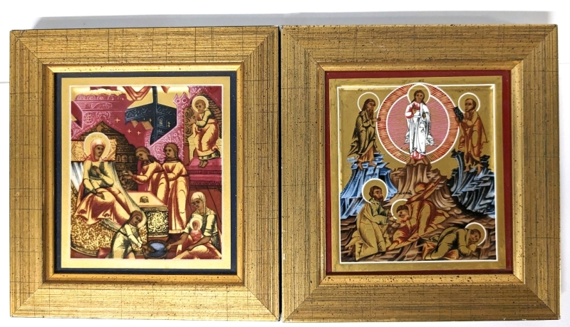 2 Vintage Heinrich / Heinrich Villeroy & Boch West Germany Framed Porcelain Travel Icons | 6" x 6.25"