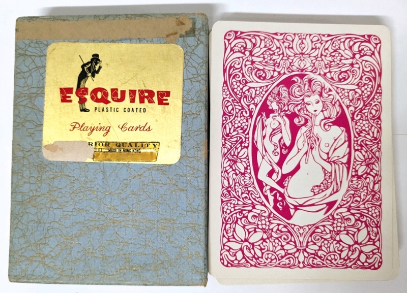 Vintage Esquire Plastic Coated Full-Color Erotic Oversized Playing Cards | 34 Cards - Complete! | 4.8" x 6.8"