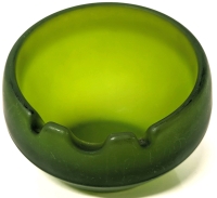 Gorgeous Vintage Viking Glass Satin Green Glass Orb Ashtray | 5" Tall, Front Opening 4 75" Diameter