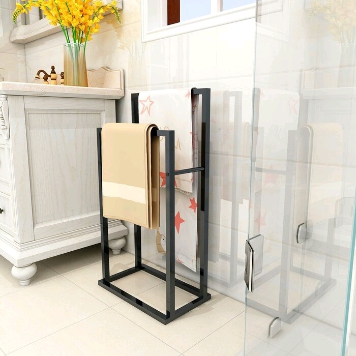 New Black 2 Freestanding Towel Stand (Part number: 753A-BK)