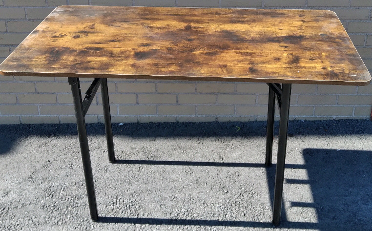 37.5"x29.5" Folding Legs Wooden Table with Metal Legs