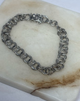 Dynasty Sterling Vintage Double Link Bracelet Safety Bar