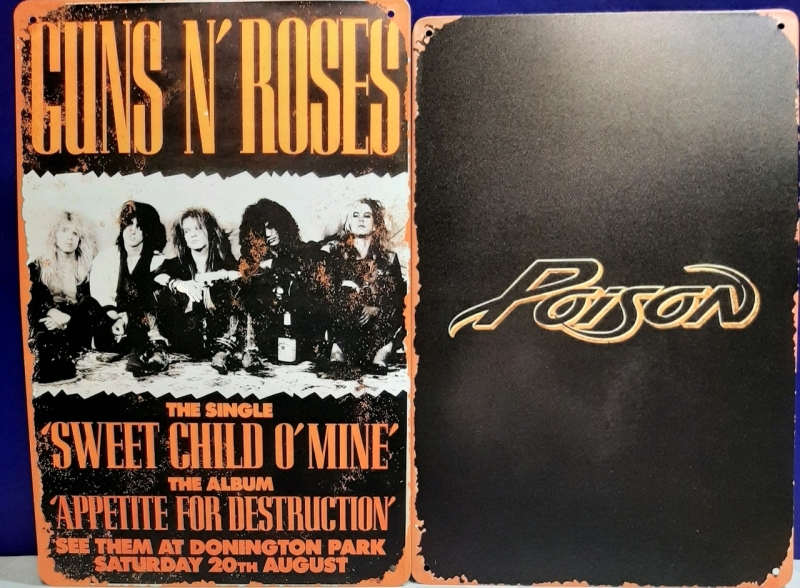 2 New Metal Signs celebrating Guns & Roses, Poison