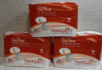 3 New Packages of Tranquility Premium Daytime Disposable Underwear Size L
