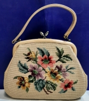 Vintage Needlepoint Handbag Fully Lined. In Excellent Condition 11" X 8"