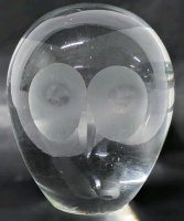 Vintage Glass Owl Paperweight | 4" Tall