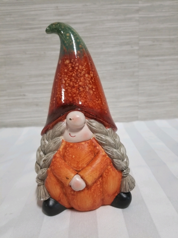 Adorable pumpkin garden gnome