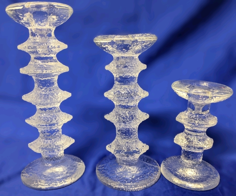 2 Vintage IITTALA Finland FESTIVO 5, 4 & 2-Ring Candle Holders Timo Sarpeneva - 1 Signed | 4.75", 7.25" & 8.5" Tall