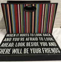 Wooden Friends Saying Wall Art (15” x 10”) & Decorative Storage Box With Handles (16” x 8” x 11”)