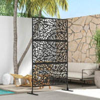 New Outsunny Metal Outdoor Privacy Screen, Decorative Outdoor Divider with Stand and Expansion Screws, Freestanding Privacy Panel for Garden, Backyard, Deck, Pool, Hot Tub, Twisted Line Style