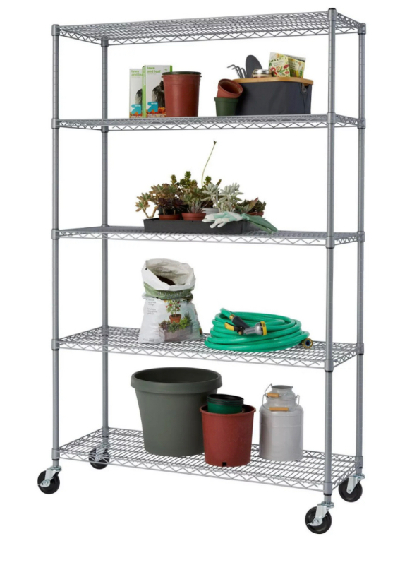 New TRINITY 5-Tier Outdoor Wire Shelving Rack | 48" X 18" X 72" Nsf Includes Wheels Gray Retail $189