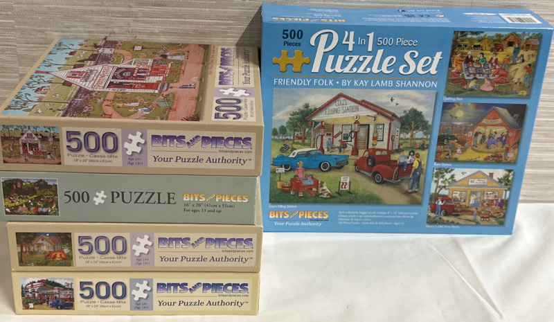 5 Bits And Pieces 500 Piece Puzzles Including a 4 in 1 Friendly Folk By Kay Lamb Shannon