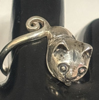 925 Sterling Silver Cat Poison Ring