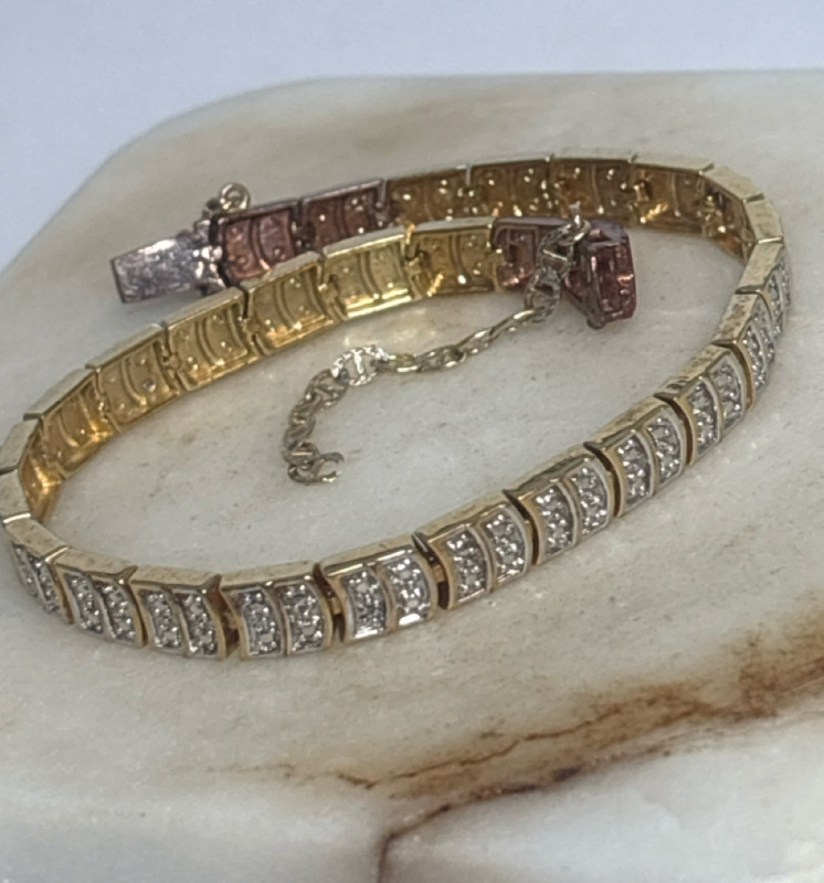 Gold over 925 Sterling silver Line Bracelet